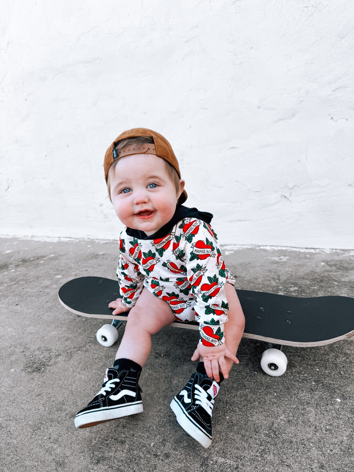 Tattoo Mama's Boy | Long Sleeve Bubble Romper Oatmeal*