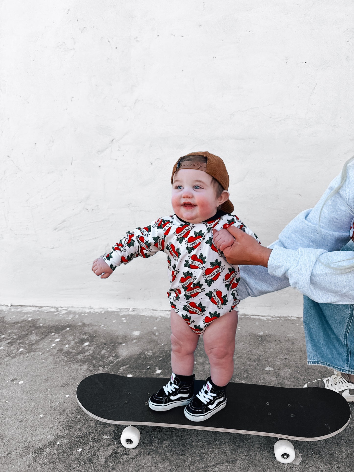 Tattoo Mama's Boy | Long Sleeve Bubble Romper Oatmeal*