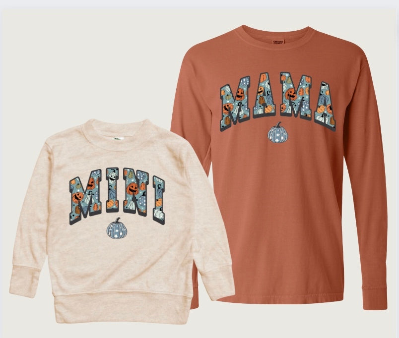 Mini Pumpkin| Long Sleeve Pullover- Oatmeal