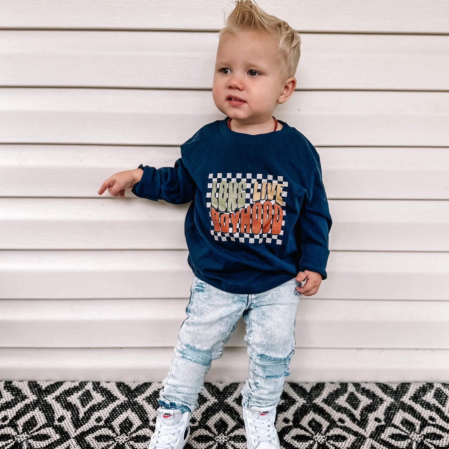 Retro Boyhood | Navy Long Sleeve Graphic-Preorders