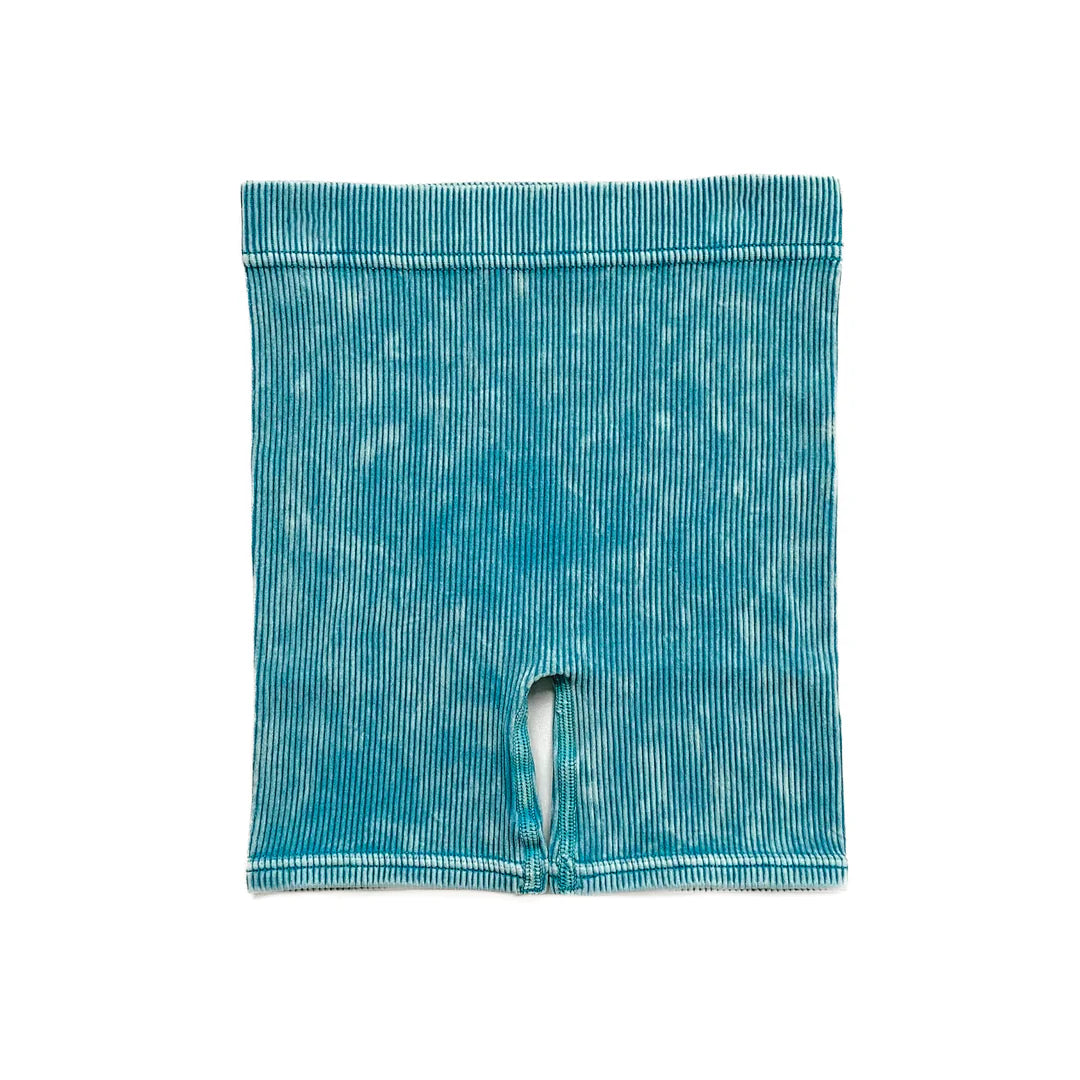 Biker Shorts- Acid Wash Teal