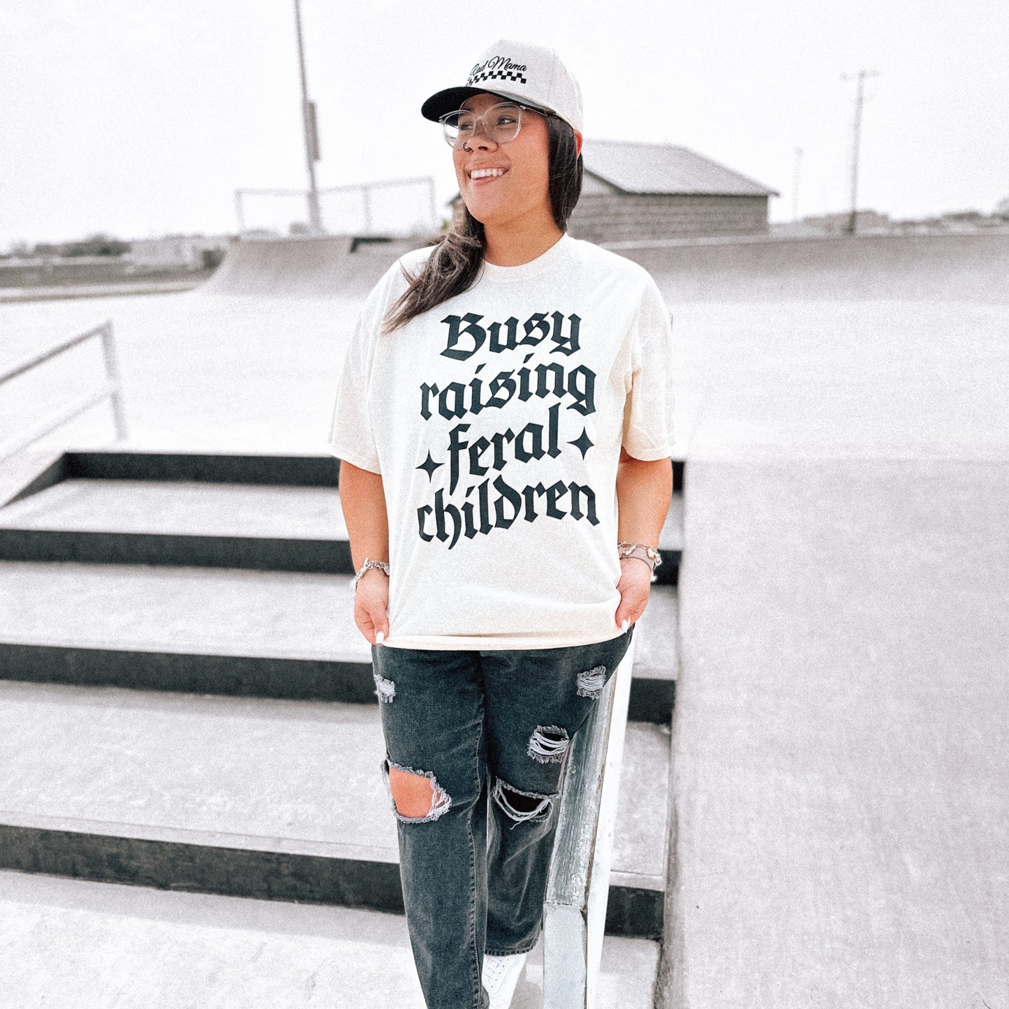 Busy Raising Feral Kids | Comfort Color Tee- Ivory
