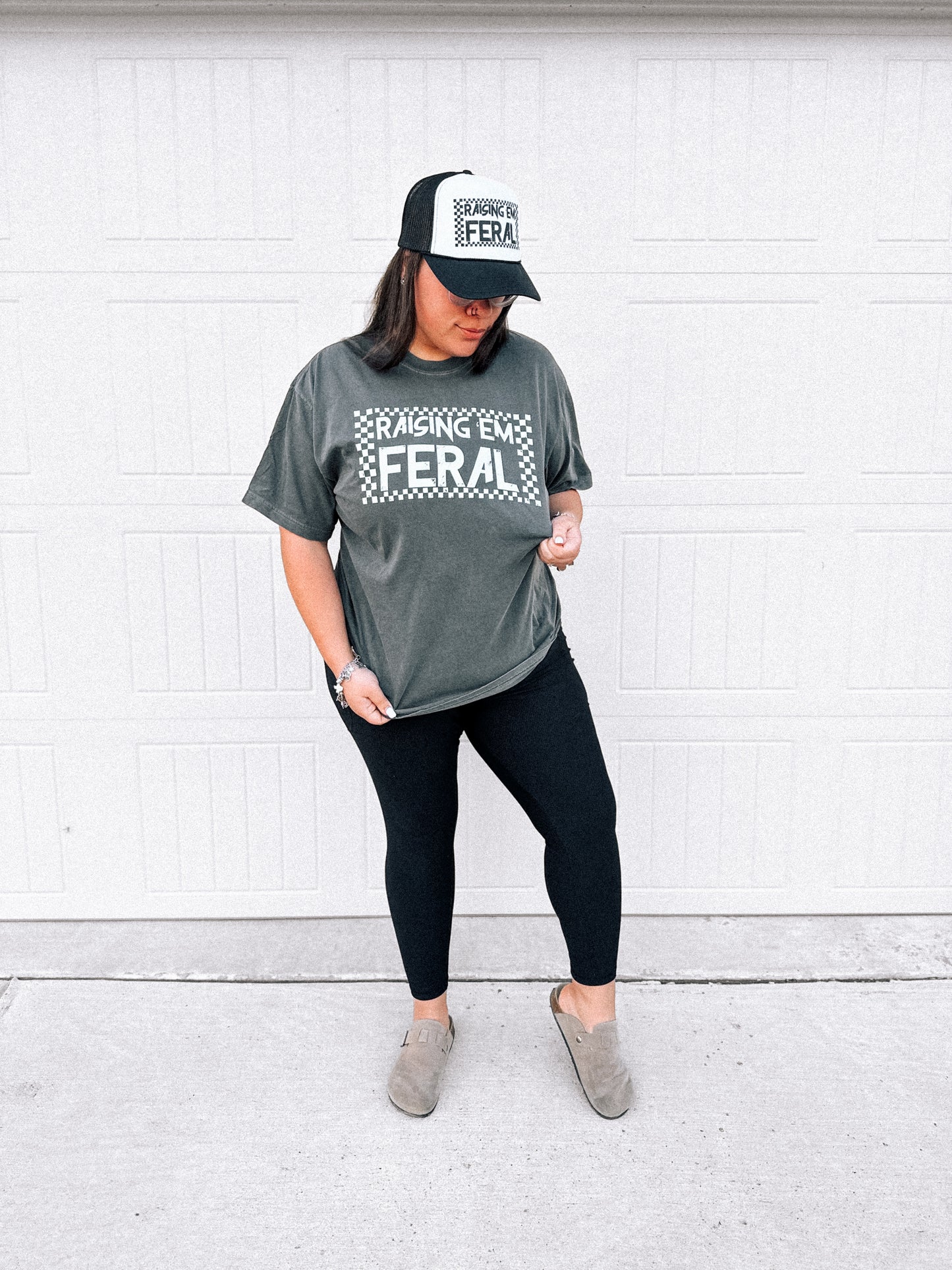 Raising Em Feral | White/Black Otto Trucker Hat - Adult