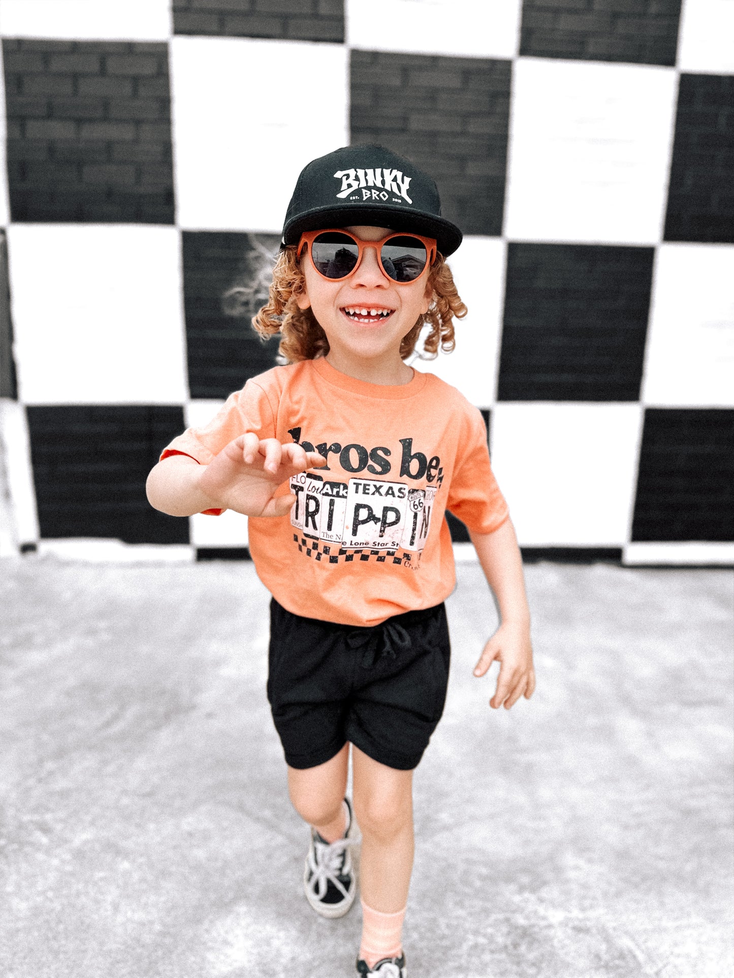 Bros Be Trippin' | Sunset Orange Graphic T-Shirt
