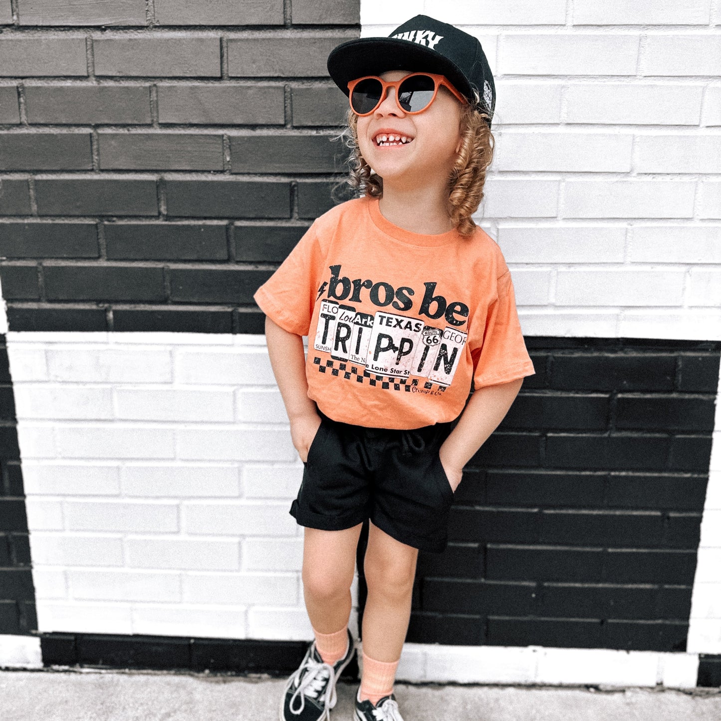 Bros Be Trippin' | Sunset Orange Graphic T-Shirt