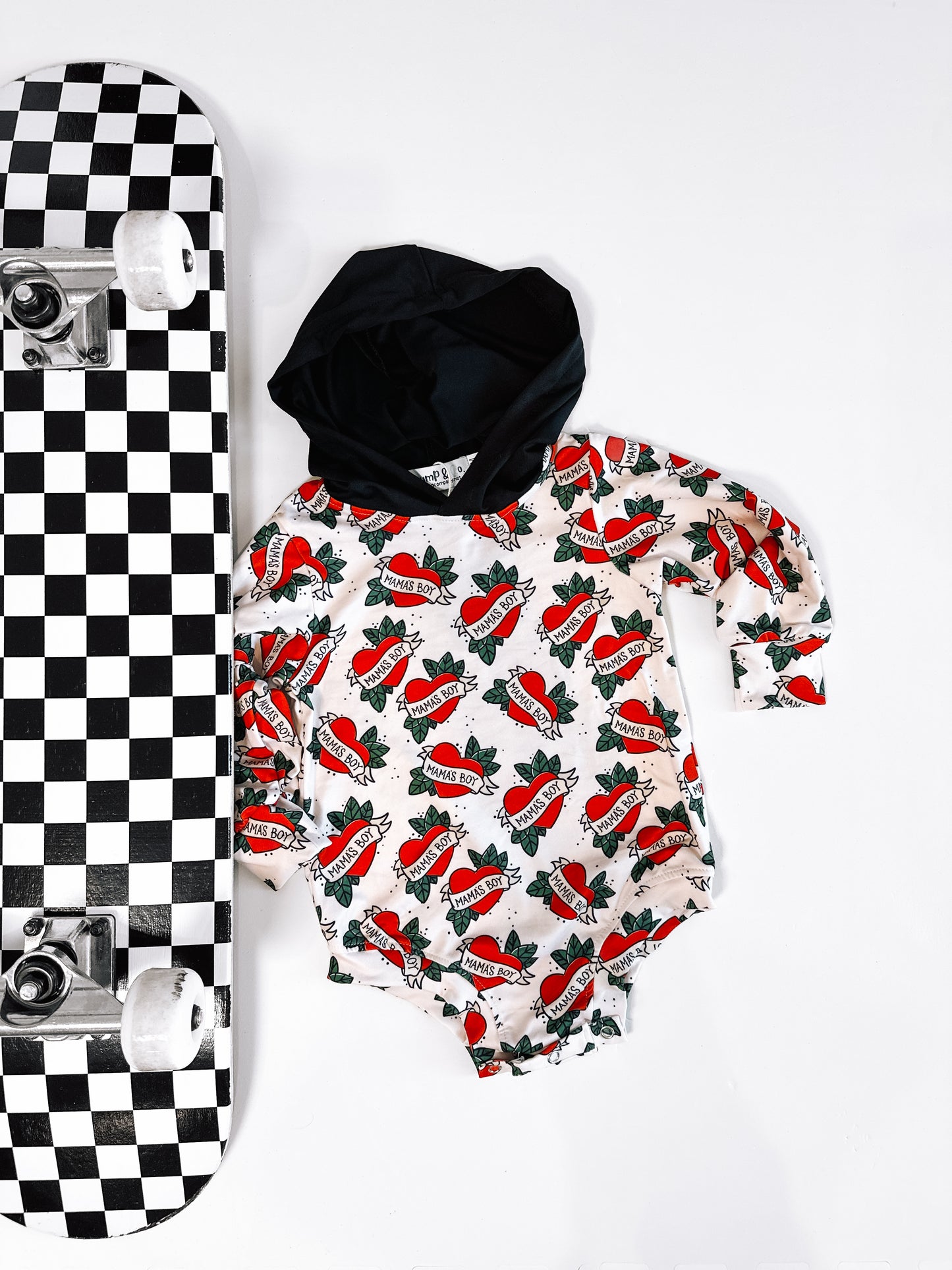 Tattoo Mama's Boy | Long Sleeve Bubble Romper Oatmeal*