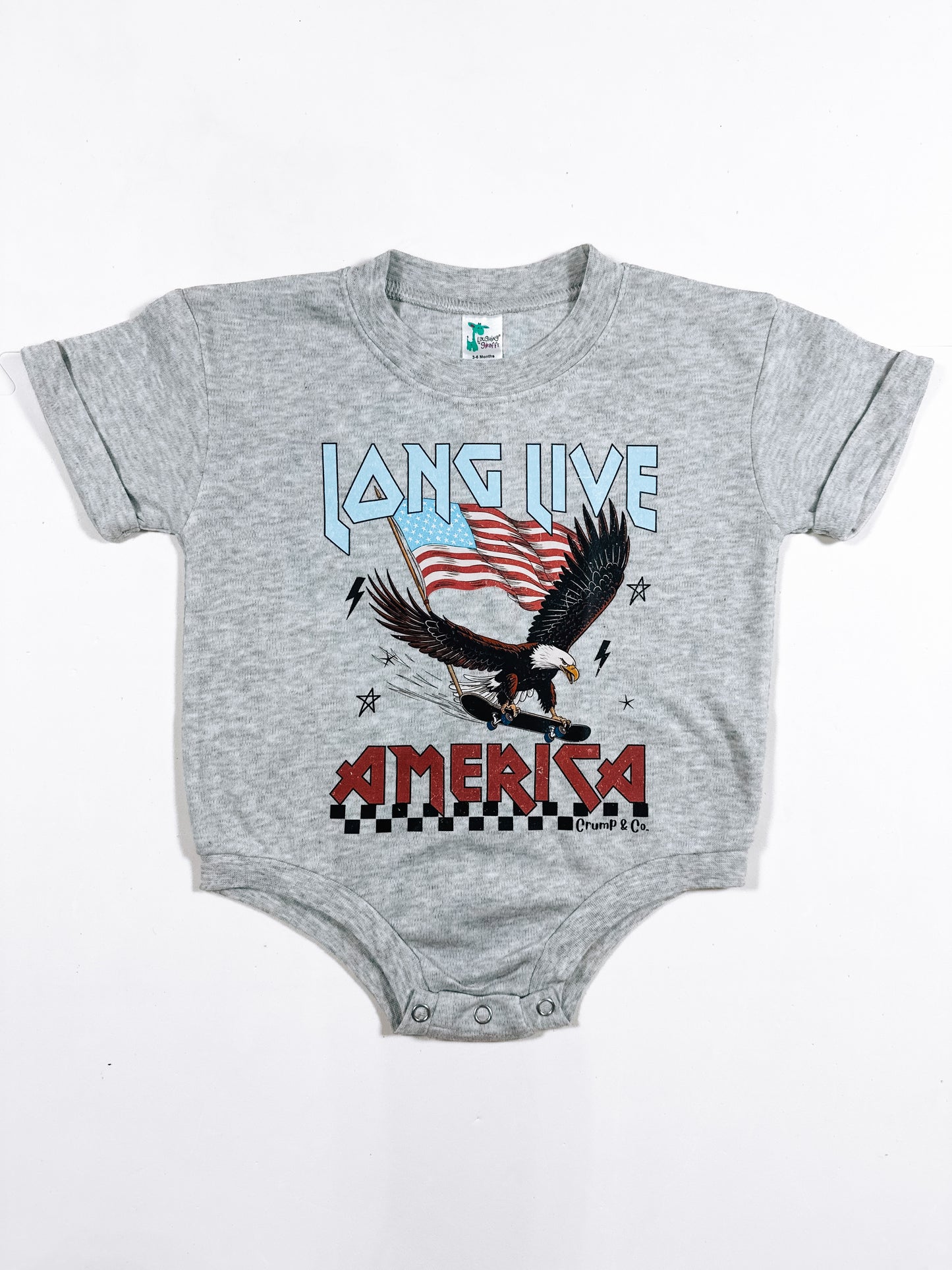 Long Live America | Grey Rolled Sleeve Bubble Romper
