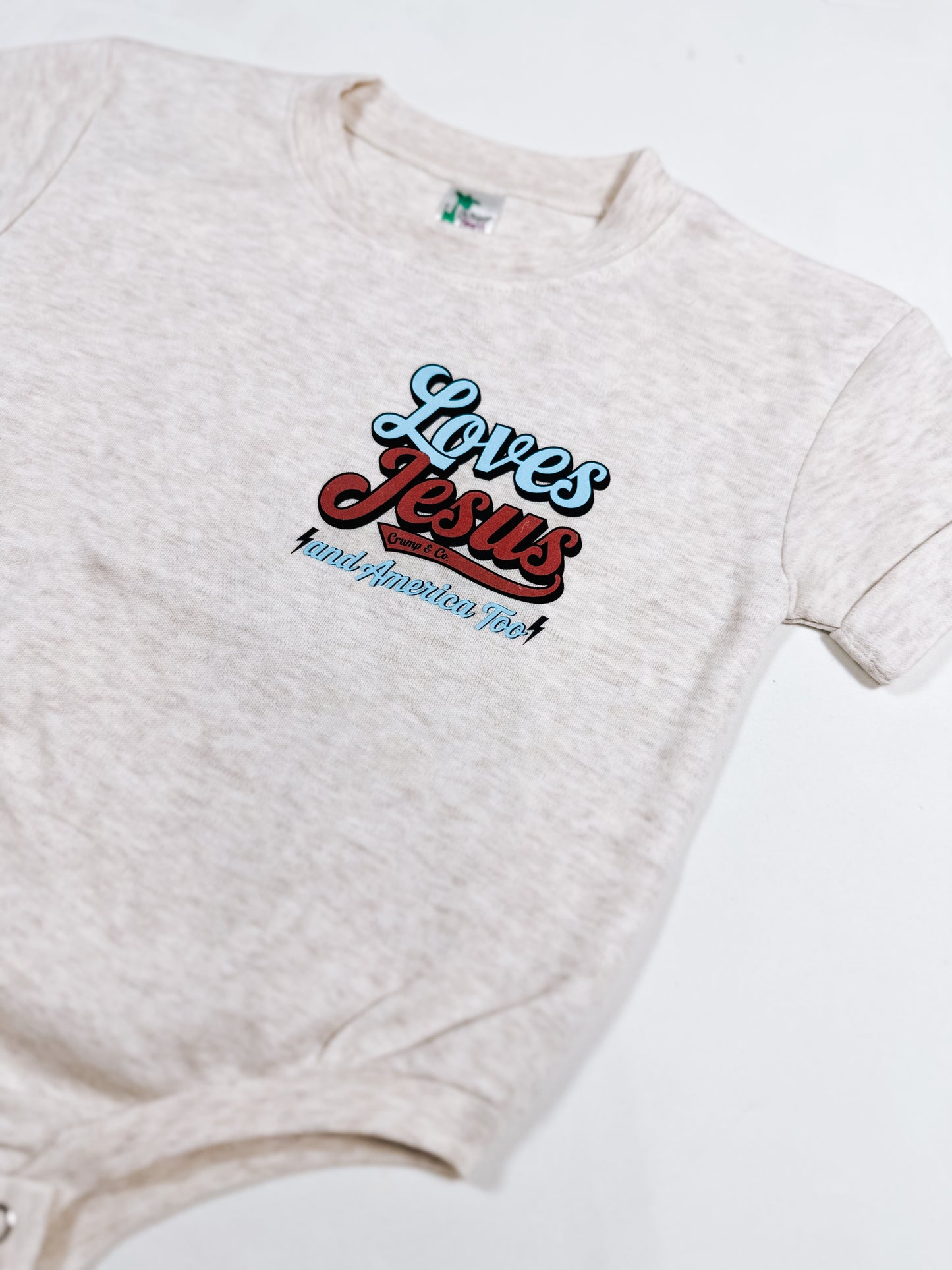Loves Jesus | Ivory Rolled Sleeve Bubble Romper