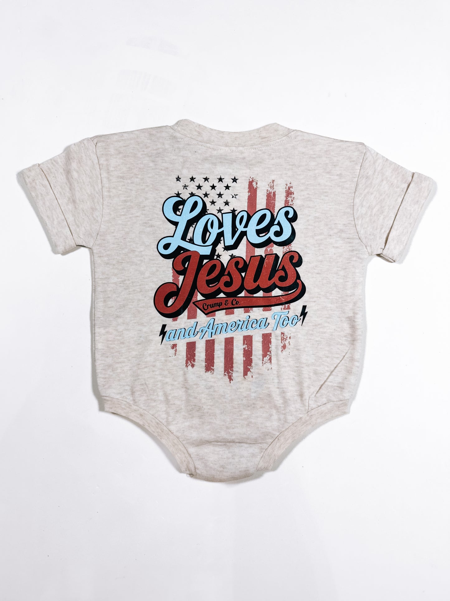 Loves Jesus | Ivory Rolled Sleeve Bubble Romper