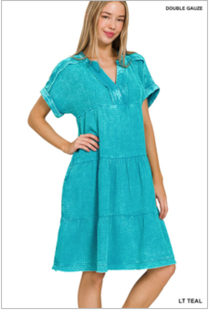 Summer Day Acid Wash Dress*