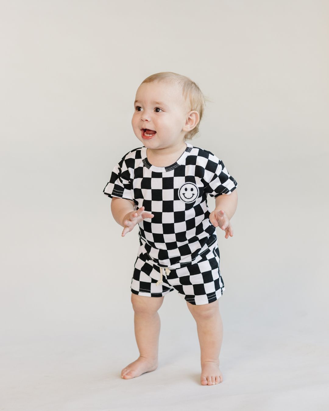 Checkered Shorts Set | Black