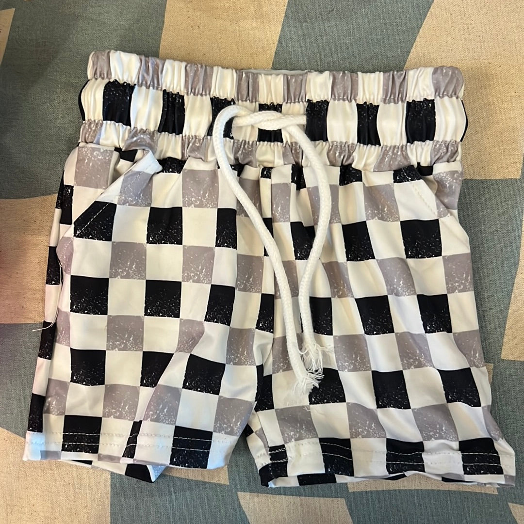 B&W Checker |  Tie Shorts Preorder