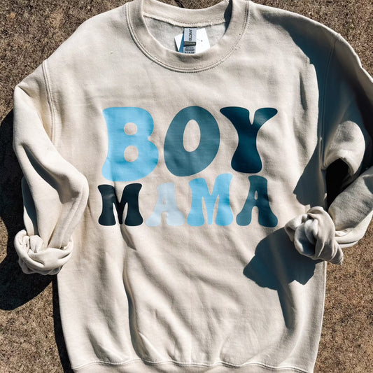 Boy Mom | Ivory Gildan Sweatshirt