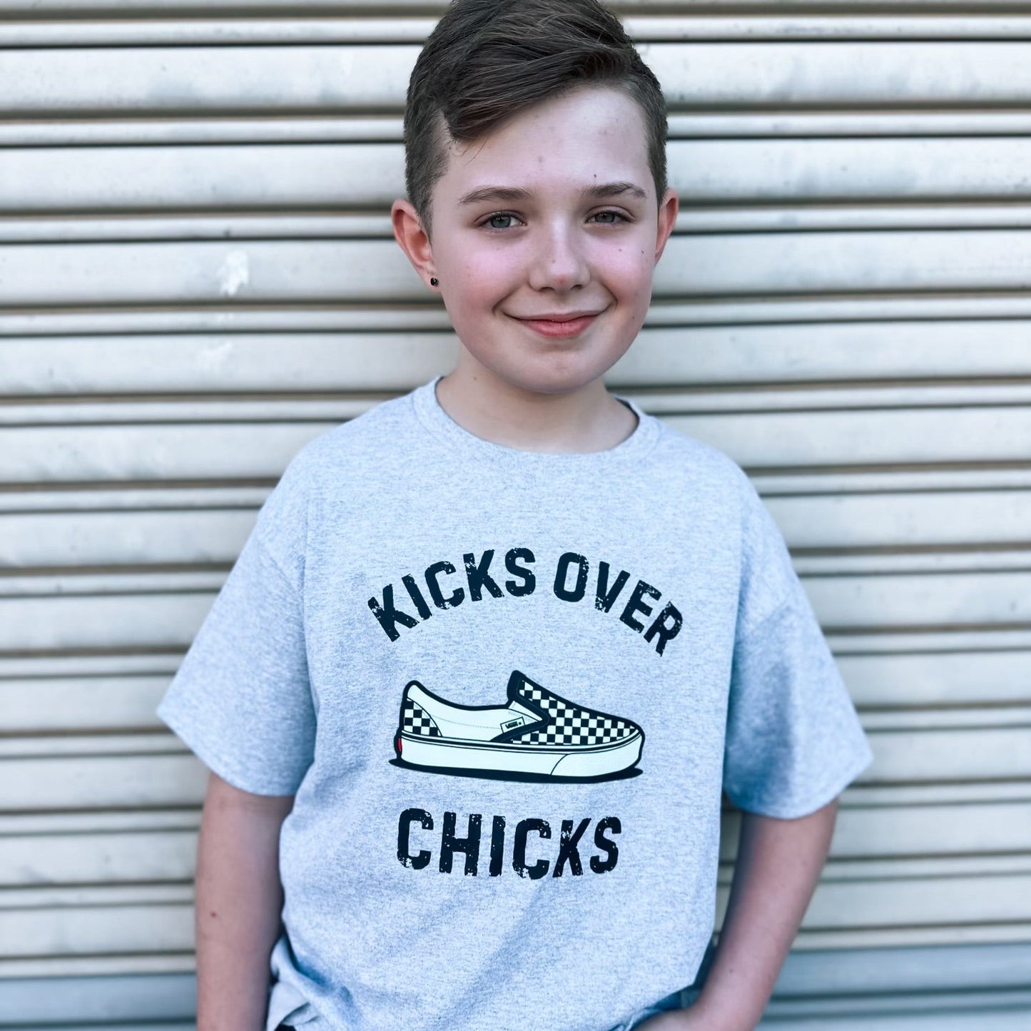 Check Kicks | Ash Grey Graphic T-shirt
