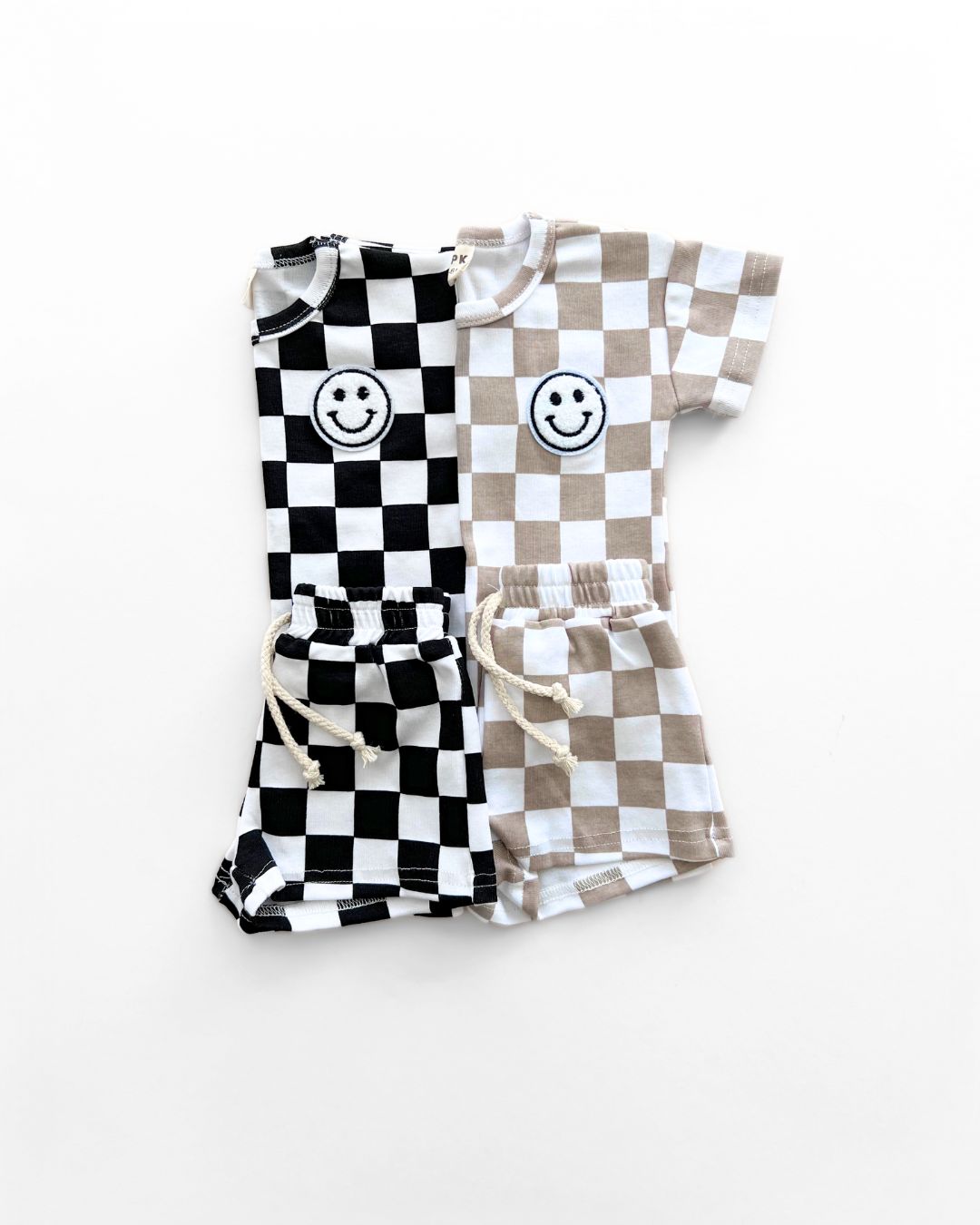 Checkered Shorts Set | Latte