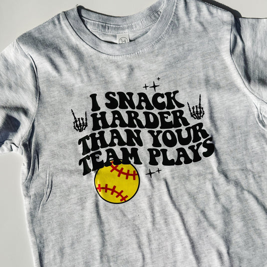 Softball Snacks | Ash Grey Graphic T-shirt