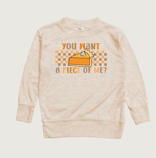 Retro Pie | Long Sleeve Pullover- Oatmeal