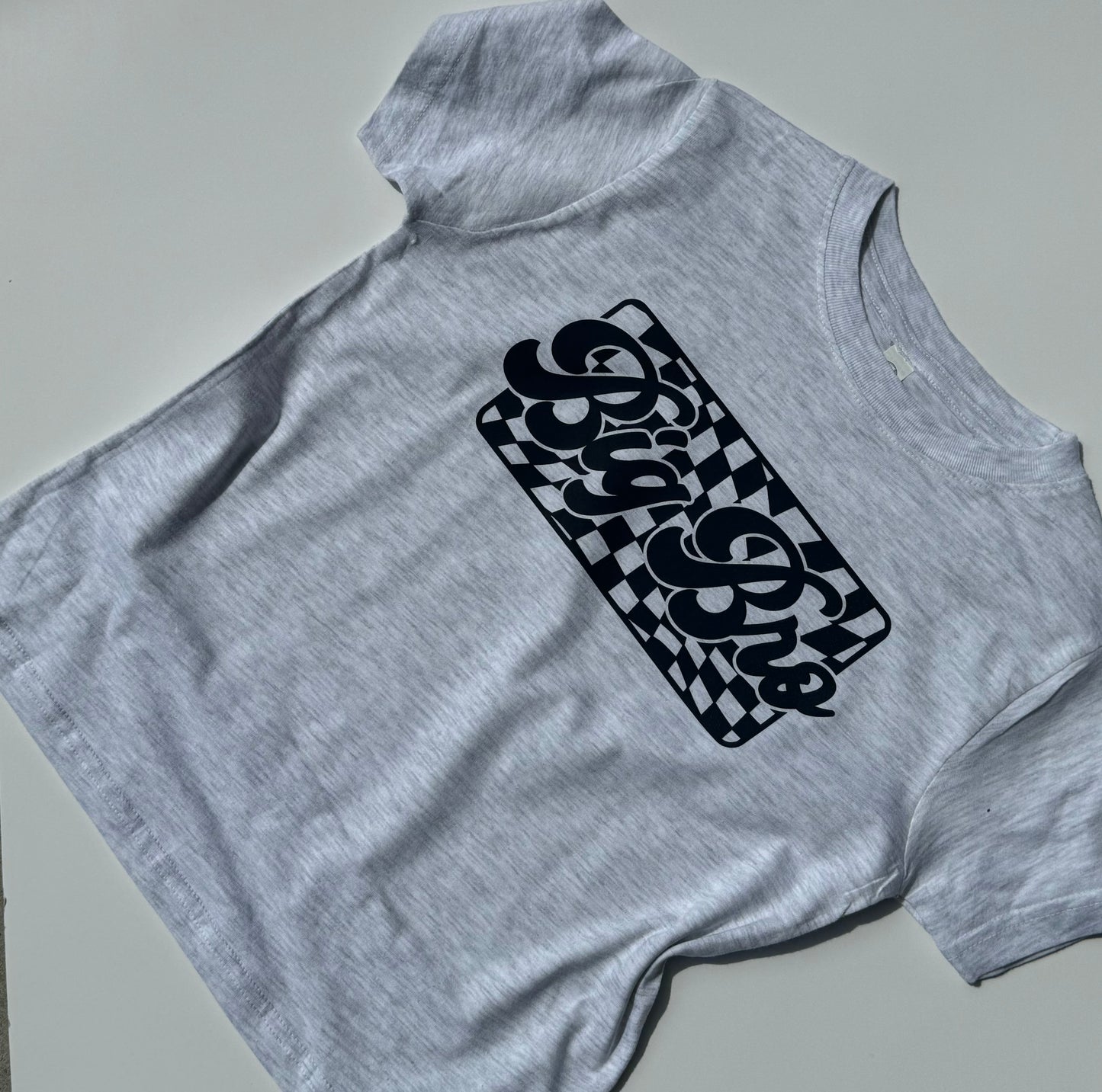 Big Bro Retro Checker | Grey Graphic T-shirt