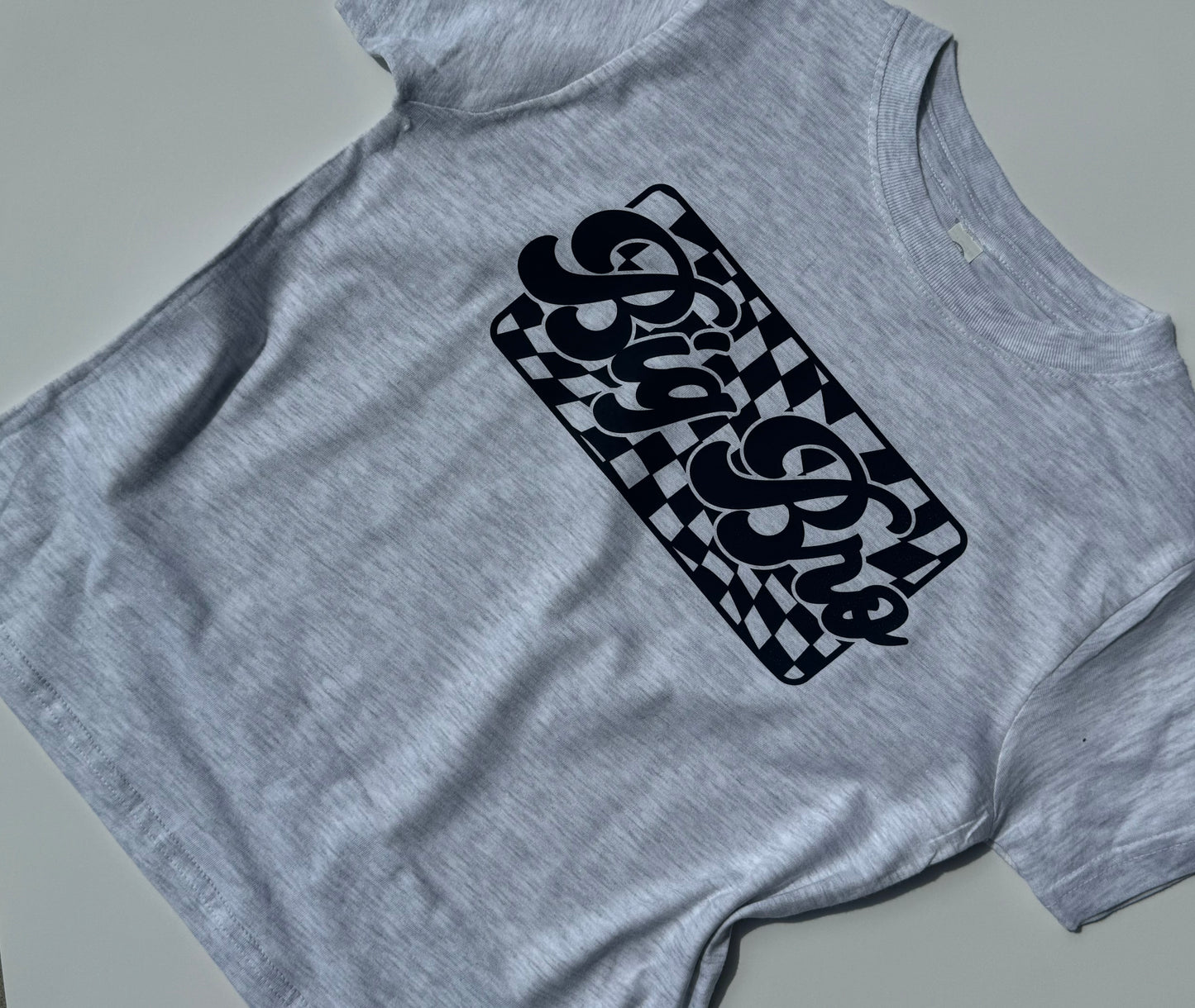 Big Bro Retro Checker | Grey Graphic T-shirt