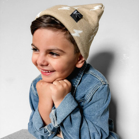 Beige Bolt Beanie