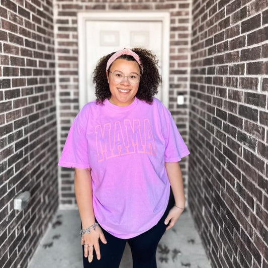 Mama Pink Puff | Orchid Comfort Color Tee