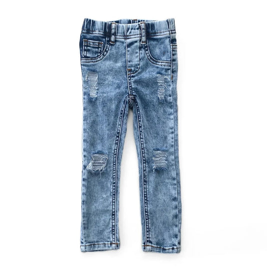 Skinny Distressed Jeans - MID WASH