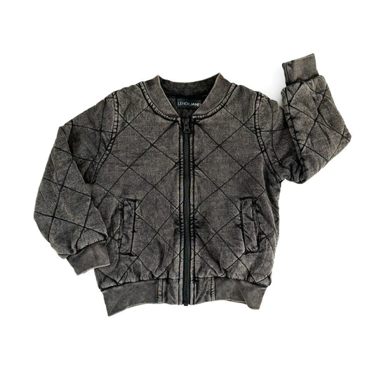 Quilted Bomber Jacket -Charcoal