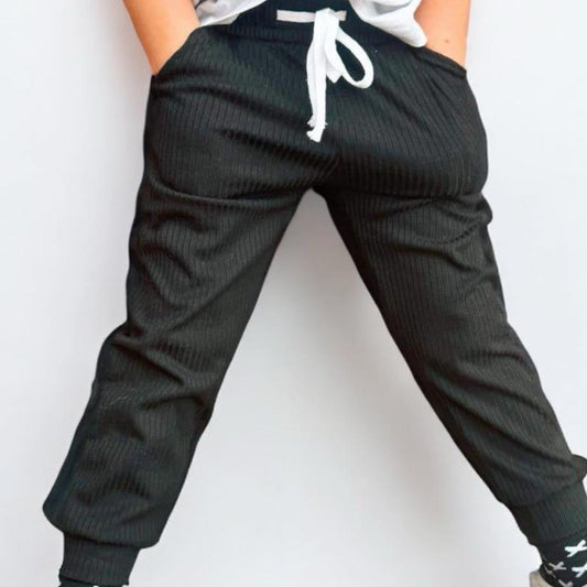 Chipper | Black Ribbed Joggers