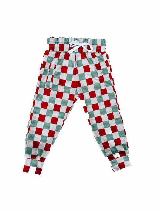 Checkin' Winter | Ribbed Checker Jogger - RED/GREEN