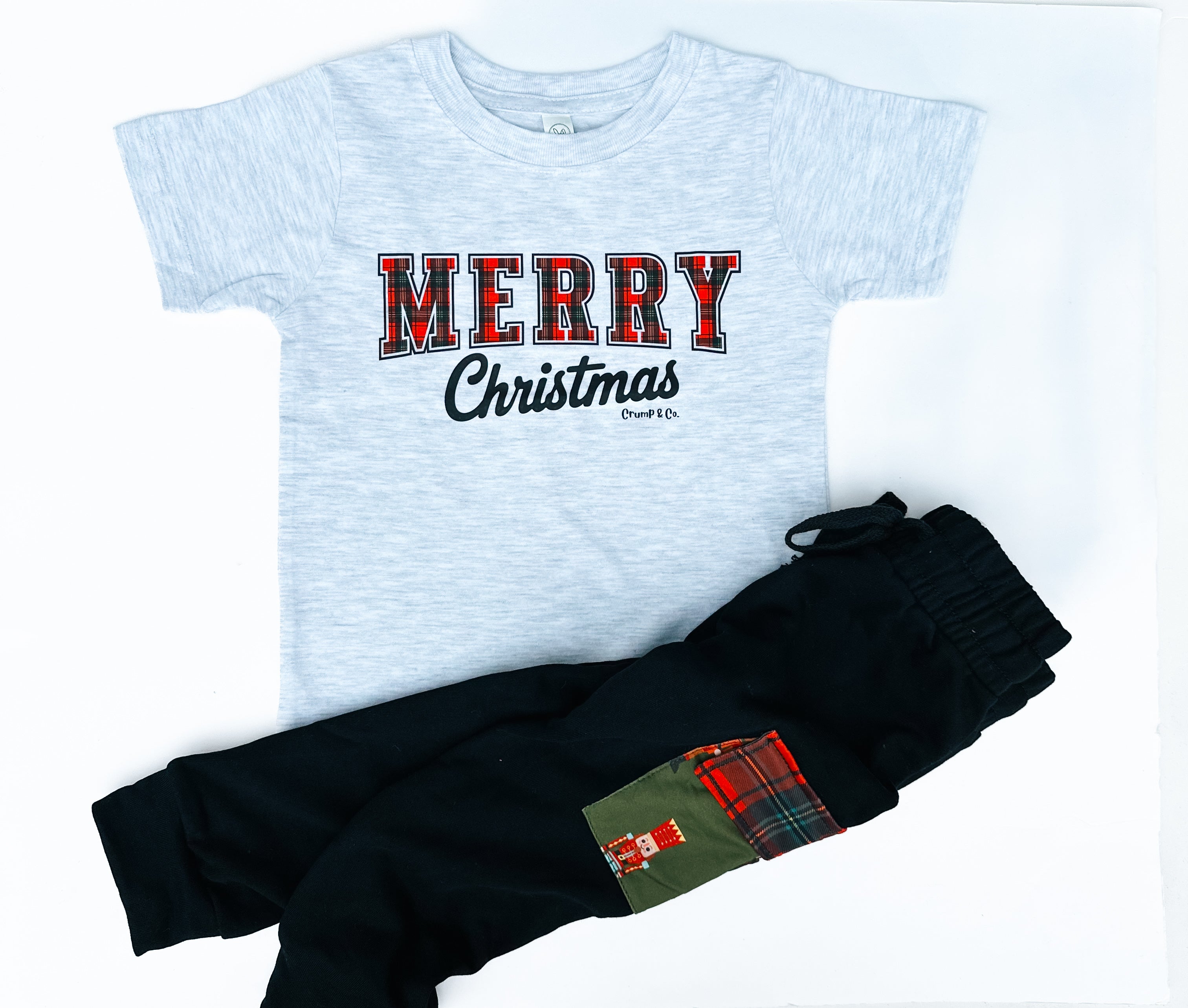 Merry Plaid Christmas | Ash Grey Graphic T-Shirt