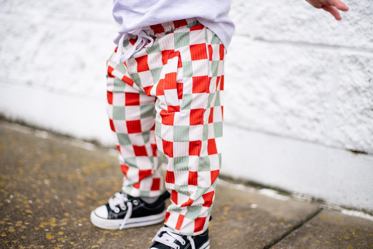 Checkin' Winter | Ribbed Checker Jogger - RED/GREEN