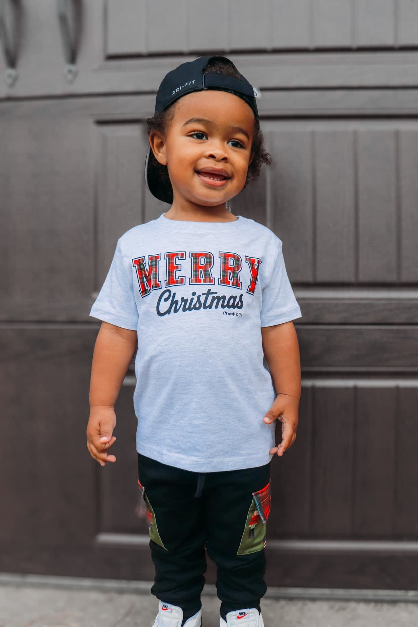 Merry Plaid Christmas | Ash Grey Graphic T-Shirt