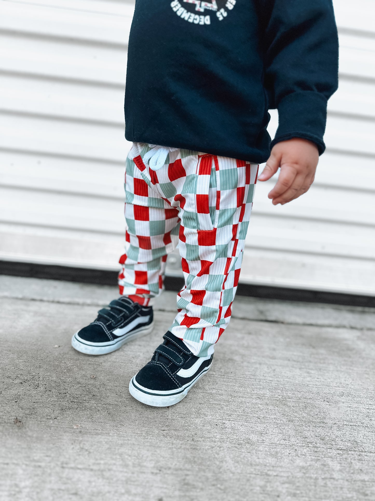 Checkin' Winter | Ribbed Checker Jogger - RED/GREEN