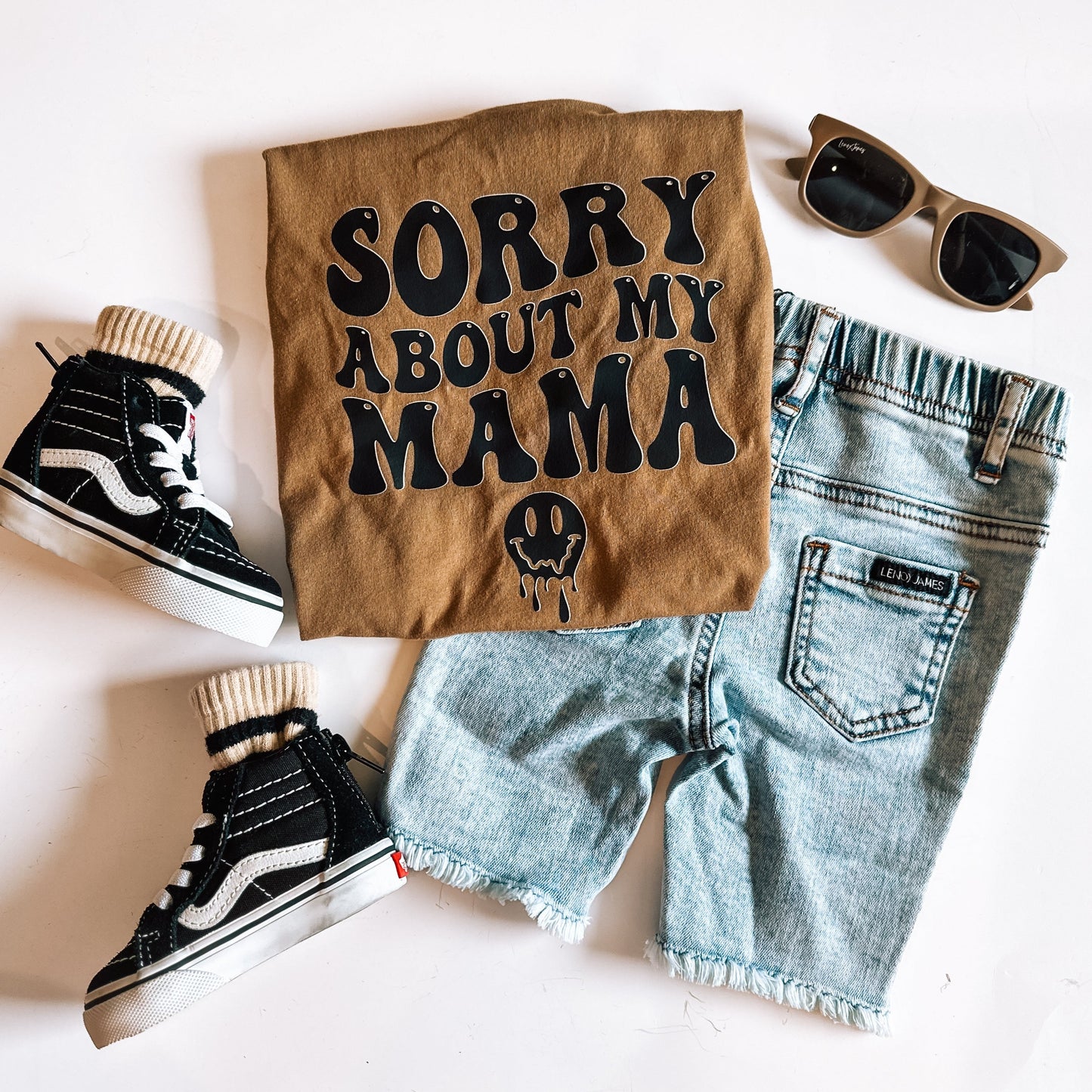 Sorry About my Mama  | Brown Graphic T-Shirt