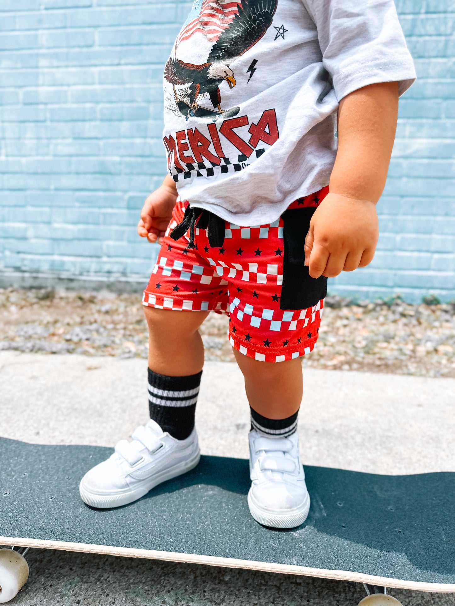 Stars and Check | Cargo Tie Shorts*