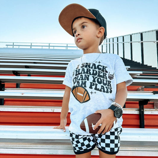 Football Snack Harder | Ash Grey Graphic T-shirt