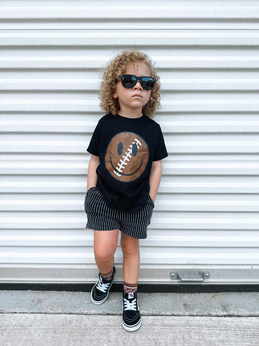 Football Smiles | Black Graphic T-Shirt