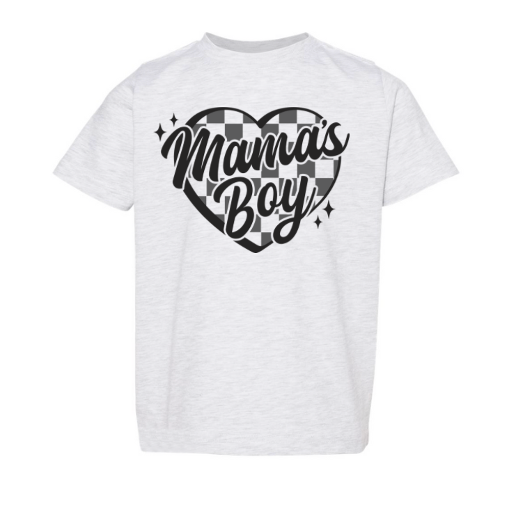 Checker Mama's Boy | Ash Grey Graphic T-Shirt