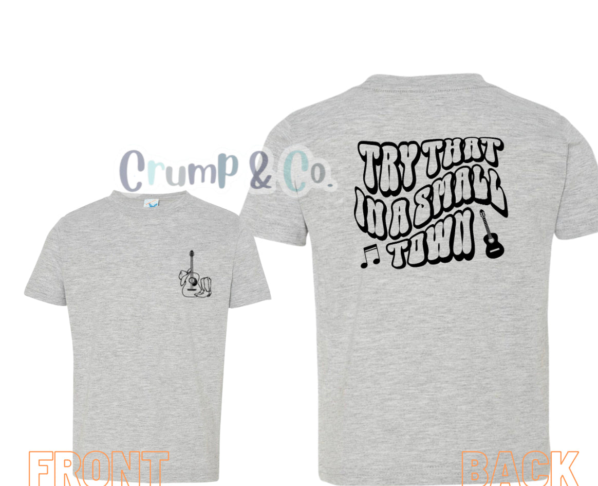 In a Small Town | Grey Pocket Graphic T-shirt