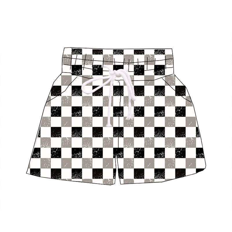 B&W Checker |  Tie Shorts Preorder