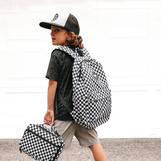 Full Size Black Check Backpack