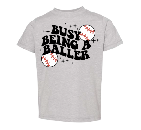 Busy Being A Baller | Grey Graphic T-Shirt