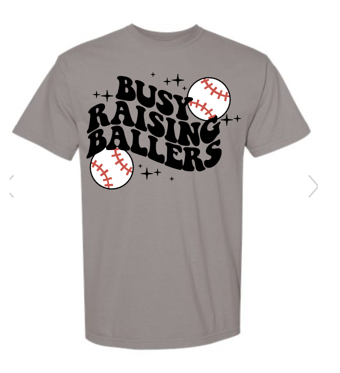 Mama Raising Ballers | Grey Comfort Color T-Shirt